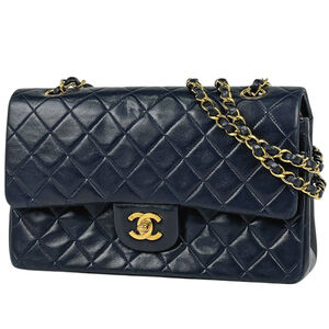 Chanel Matelassé Double Flap Chain Shoulder Bag, Coco Mark, Leather, Navy, A0...